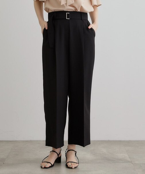 【夏に嬉しい機能付き】リネンライクベルトワイドパンツ