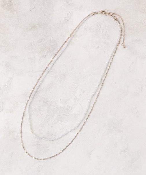 ビーズメタルチェーンネックレス