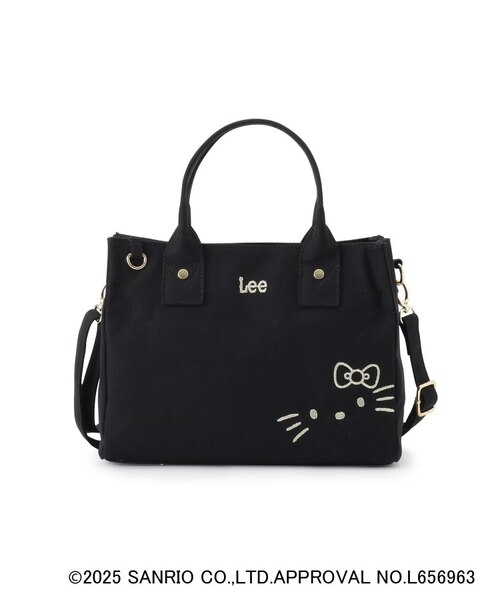 Lee ハローキティ トートバッグ ブラック Lee トートバッグ 「ハローキティLee別注」スクエアボア2WAY