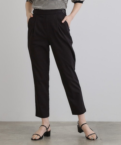 低身長さん向け-3cm丈【接触冷感】サマーハイパーストレッチテーパードパンツ