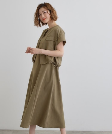 【品よく着こなす、大人のワークスタイル】ワークジャケット×ワンピースセット