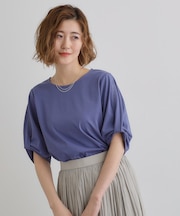 【接触冷感・UVカットetc】レース切替え袖ねじりプルオーバー