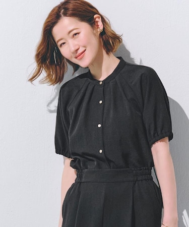 【洗える・シワになりにくい】麻調スリーブドロストブラウス