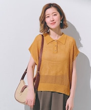 取り入れるだけで旬顔 メッシュ編みポロニット
