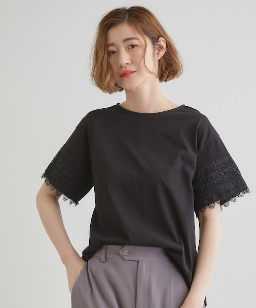 【洗える/二の腕カバー】上品なレースで叶える、きちんと見えの夏Tシャツ