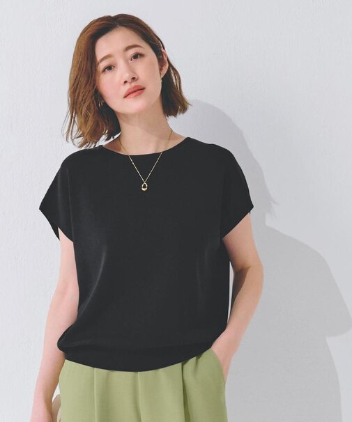 【嬉しい機能付き】やわらかドライタッチフレンチスリーブニット