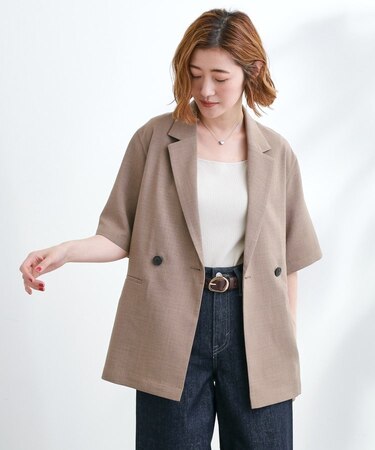 軽やかに羽織れて、きちんと見え ハーフスリーブテーラードジャケット