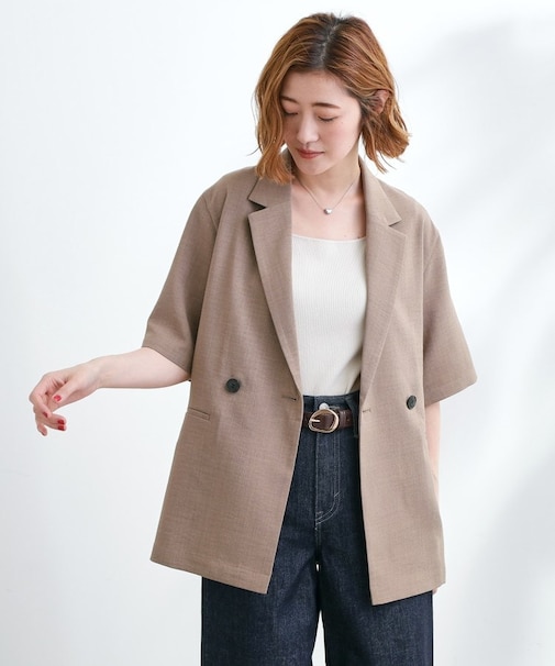 軽やかに羽織れて、きちんと見え ハーフスリーブテーラードジャケット