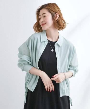 【UVカット/洗える】クロップドシアーシャツ