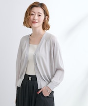 さっと二の腕カバー　大人な抜け感シアーラグランVネックカーデ