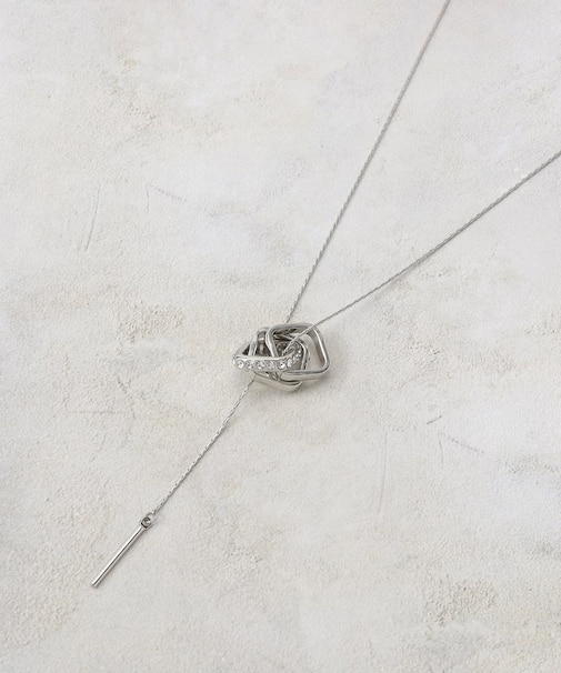 スクエアビジューリングネックレス