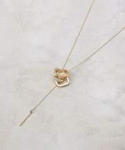 スクエアビジューリングネックレス