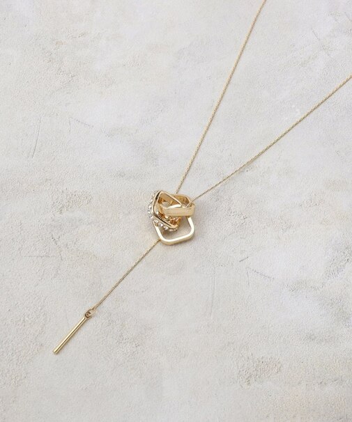 スクエアビジューリングネックレス