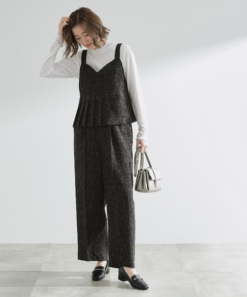 【2点SET/体型カバー】夏から秋まで着まわせる！プリーツビスチェセットアップ