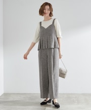 【2点SET/体型カバー】夏から秋まで着まわせる！プリーツビスチェセットアップ