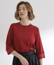 【ひんやり多機能】やわらかドライタッチ 袖口シアードッキングプルオーバー