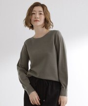 【洗える/毛玉軽減】ガーターボートネックプルオーバー