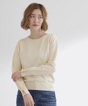ON/OFF毎日使える！袖口ボタンドロップショルダーニット