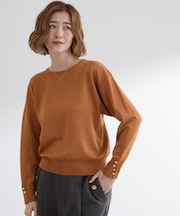ON/OFF毎日使える！袖口ボタンドロップショルダーニット