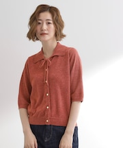 華やぐラメモールで秋先取り　衿付きプルオーバーニット