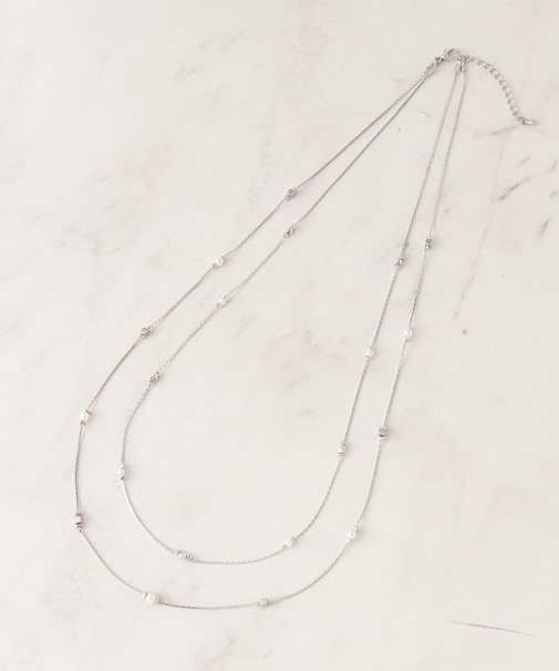 飛ばしメタルパール調ネックレス