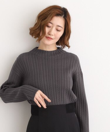 【石川梨華さん着用】クロップドミニケーブルニット【毛玉軽減／洗える】