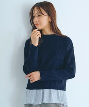 【石川梨華さん着用】クロップドミニケーブルニット【毛玉軽減/洗える】