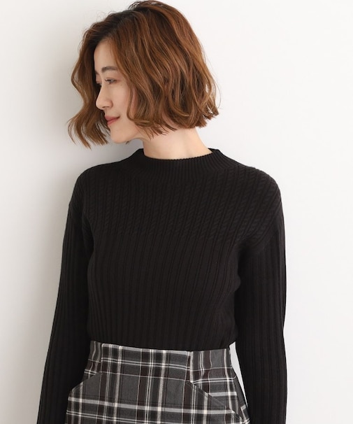 【石川梨華さん着用】ミニケーブルニット【毛玉軽減／洗える】