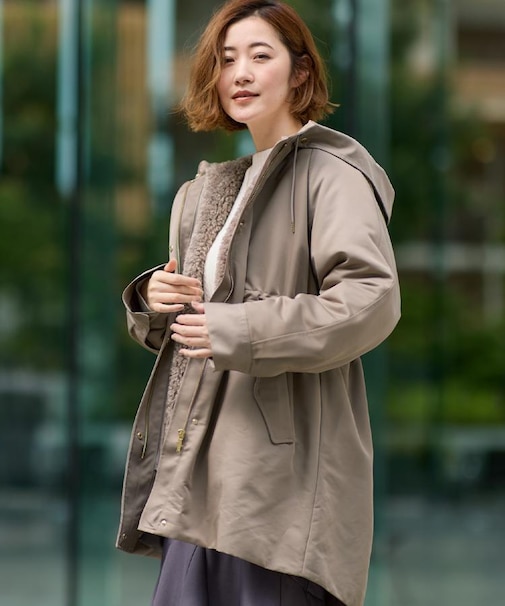 【名品アウター/3WAY・はっ水】ボアライナー付きモッズコート