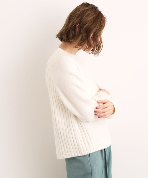 【石川梨華さん着用】【洗える】バックリブ切替ニット