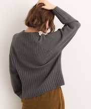 【石川梨華さん着用】【洗える】バックリブ切替ニット