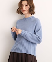 【石川梨華さん着用】【洗える】バックリブ切替ニット