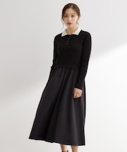 【時短コーデ】ポロニットドッキングワンピース