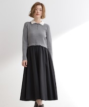 【時短コーデ】ポロニットドッキングワンピース