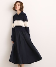 【時短コーデ】ポロニットドッキングワンピース