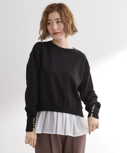 裾レイヤードニットプルオーバー