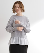 裾レイヤードニットプルオーバー