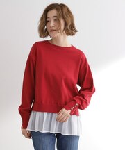 裾レイヤードニットプルオーバー