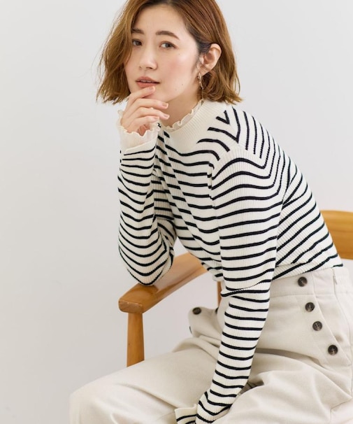 プリーツレイヤードニットプルオーバー