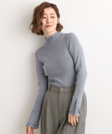 プリーツレイヤードニットプルオーバー