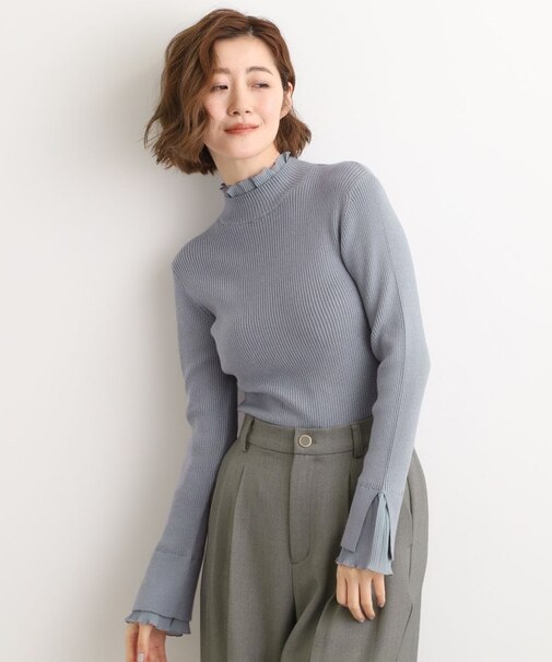 プリーツレイヤードニットプルオーバー