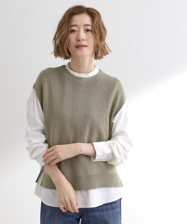 ニットベスト×シャツセット