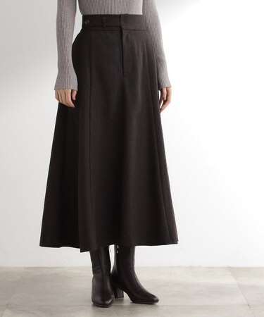 へリンボンツイードフレアマキシスカート