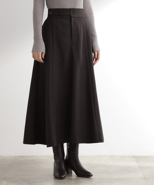 へリンボンツイードフレアマキシスカート