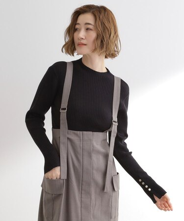 【吸湿発熱／帯電防止】ハイネックリブプルオーバー