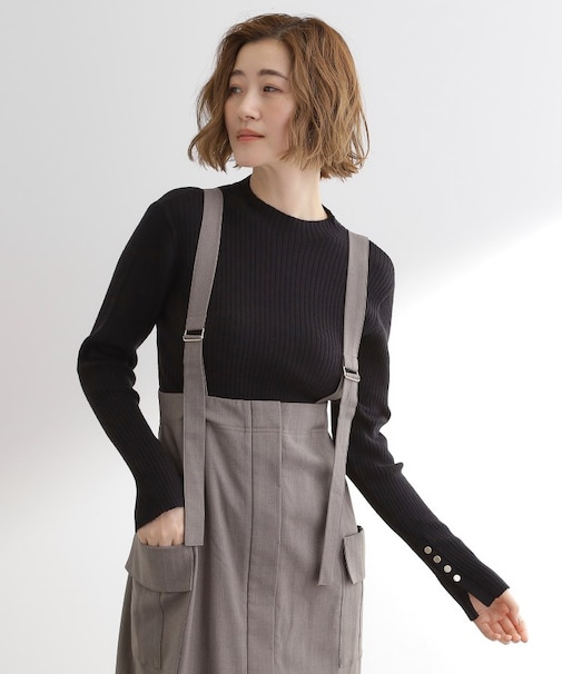 【吸湿発熱／帯電防止】ハイネックリブプルオーバー