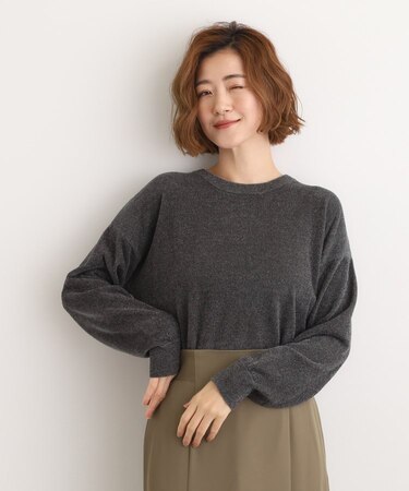 ラメモールヤーンプルオーバーニット