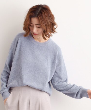 ラメモールヤーンプルオーバーニット