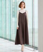 【体型カバー/レイヤード】へリンボンキャミワンピース