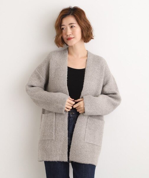 軽やかに着流す　ブークレニットコーディガン